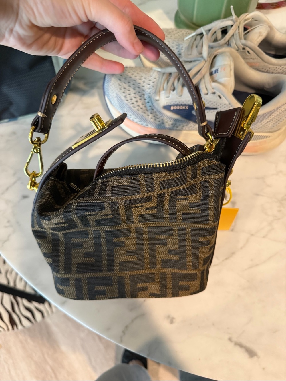Zara Brown and Black Mini Top-Handle Bag